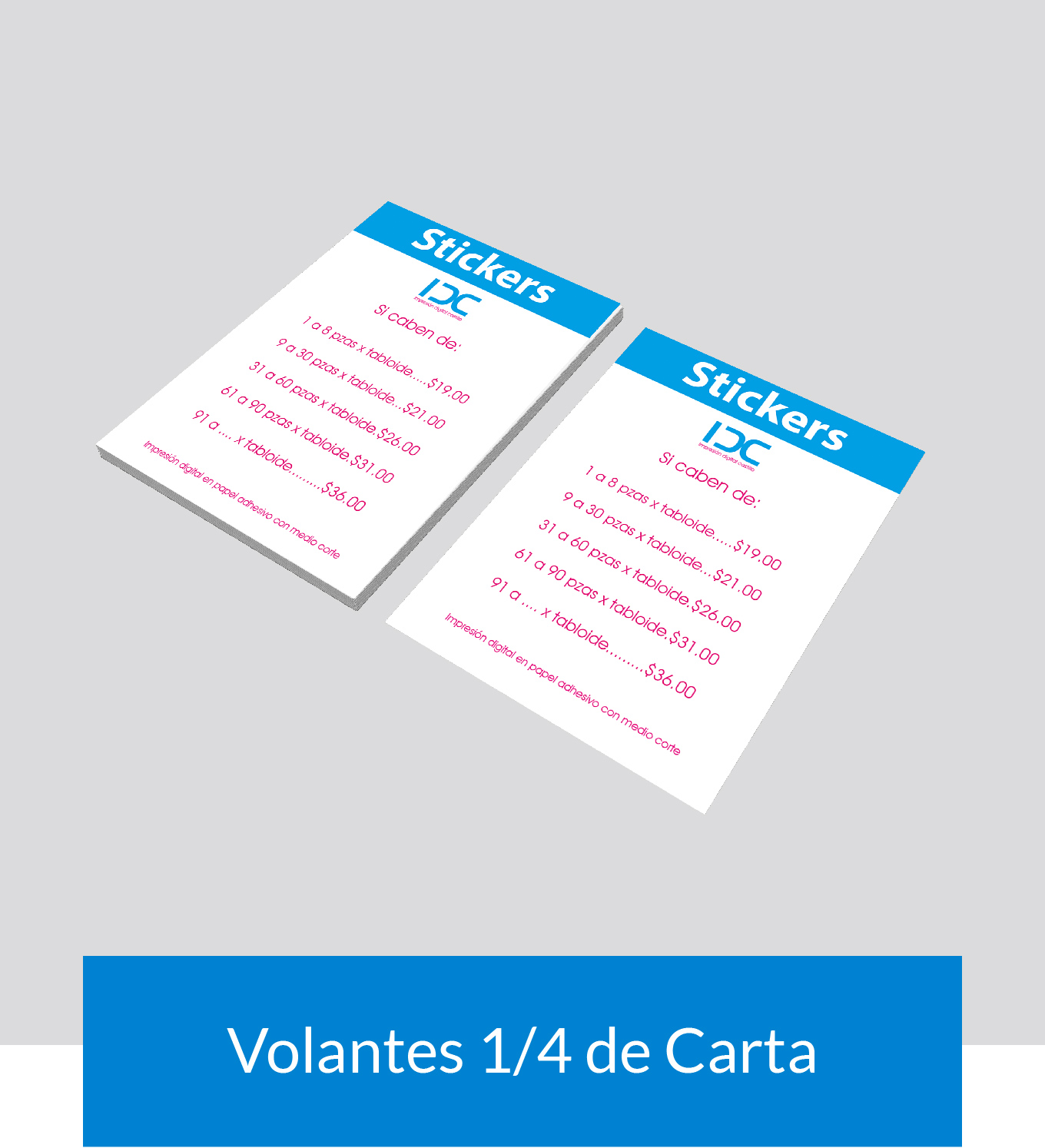 Flyers, volantes, folletos impresos en papel couche de 120grs un cuarto de carta, 1/4 carta